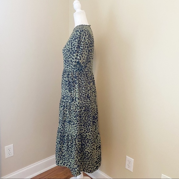 Nasty Gal NEW Tiered Midi Animal Print Green and Black Dress - 6 - Picture 2 of 10